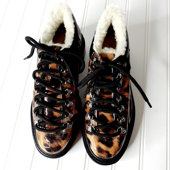 NEW Schutz Lucille Leather Animal Print Low Boots F716 - Picture 7 of 12